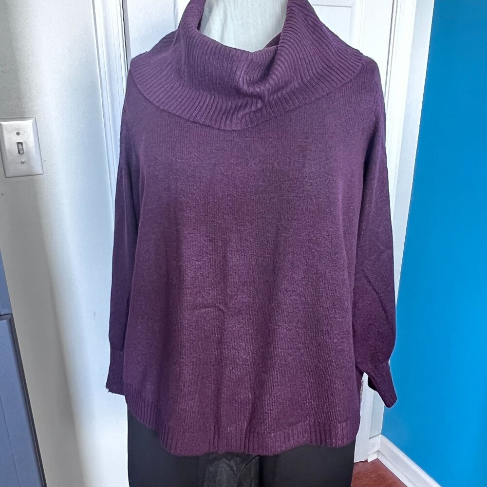 Womens Philosophy Purple Cowl Neck Plus Size 2X Sweater